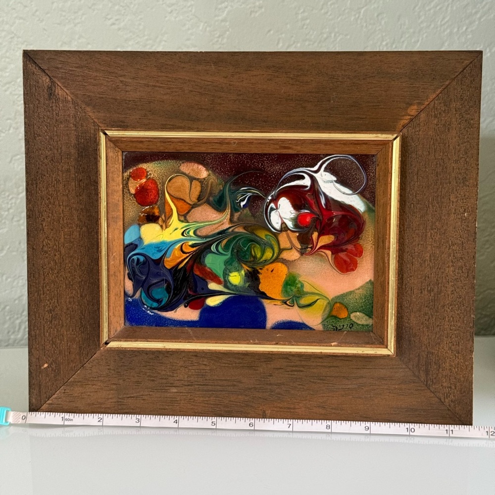 WORLD'S FAIR COPPER ENAMEL OF MADAME CHOUTEAU. Multicolor wood original frame